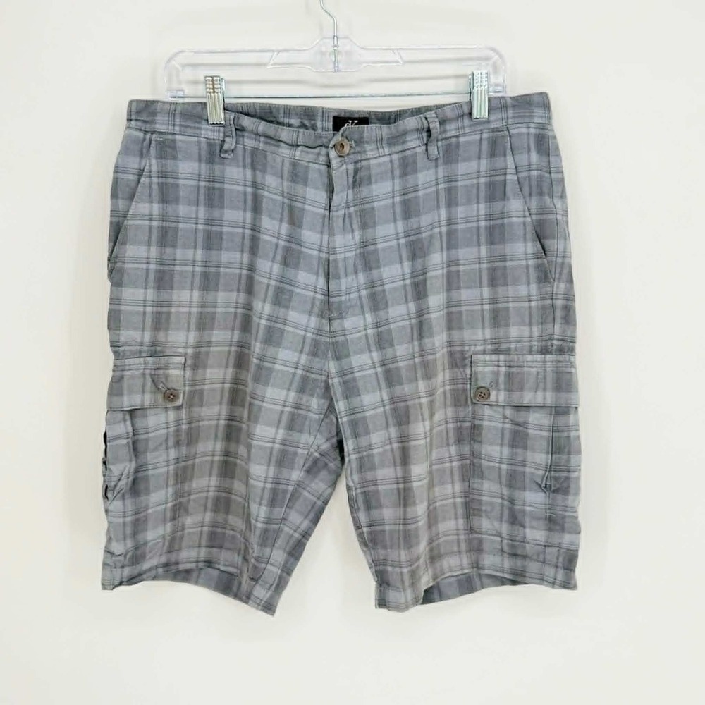 Calvin‎ Klein Men's Gray Plaid Cargo Shorts Size 36" Waist